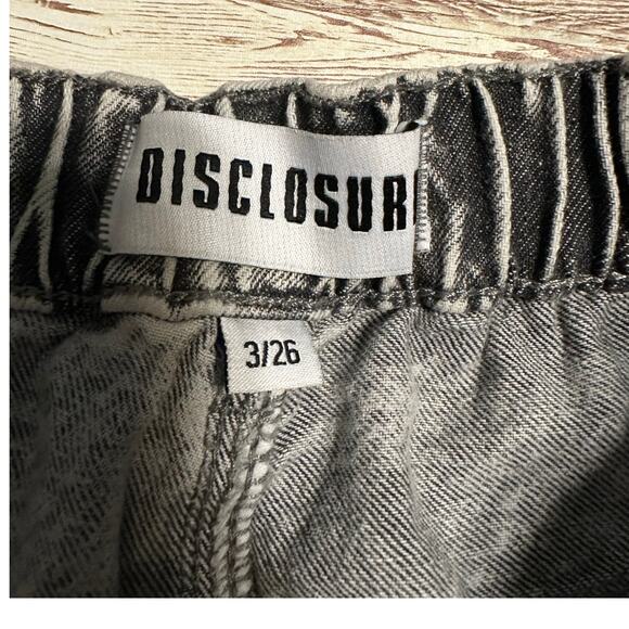 Disclosure Wide Leg Baggy Acid Stone Washed Jeans Women's Size 26 Black - Picture 4 of 6